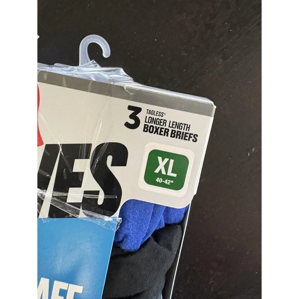 Hanes Moves Boxer Briefs Mens XL 3 Pack Anti-Chafe Tagless Underwear Cotton